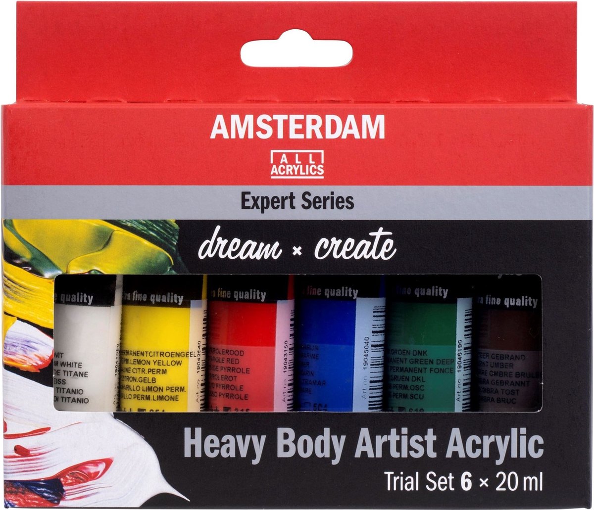 Ensemble de test de peinture acrylique série expert Amsterdam | 6x20 ml