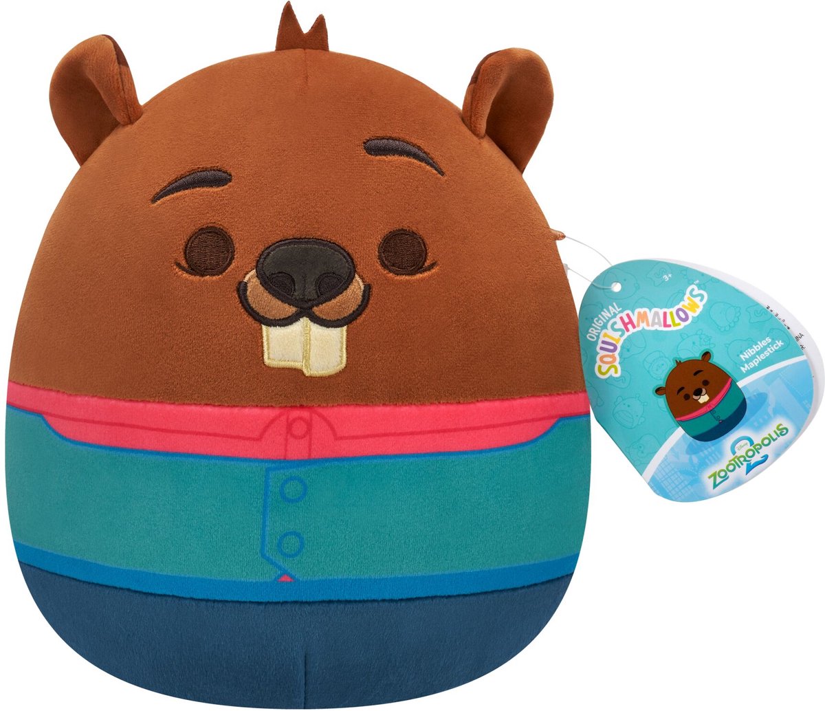 Squishmallows zootopia - grignote un bâton d'érable - peluche 20cm