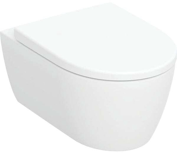 Pack WC mural Geberit Icon - 36x53x37,5cm - chasse profonde - sans rebord - anti-salissures - céramique - blanc brillant