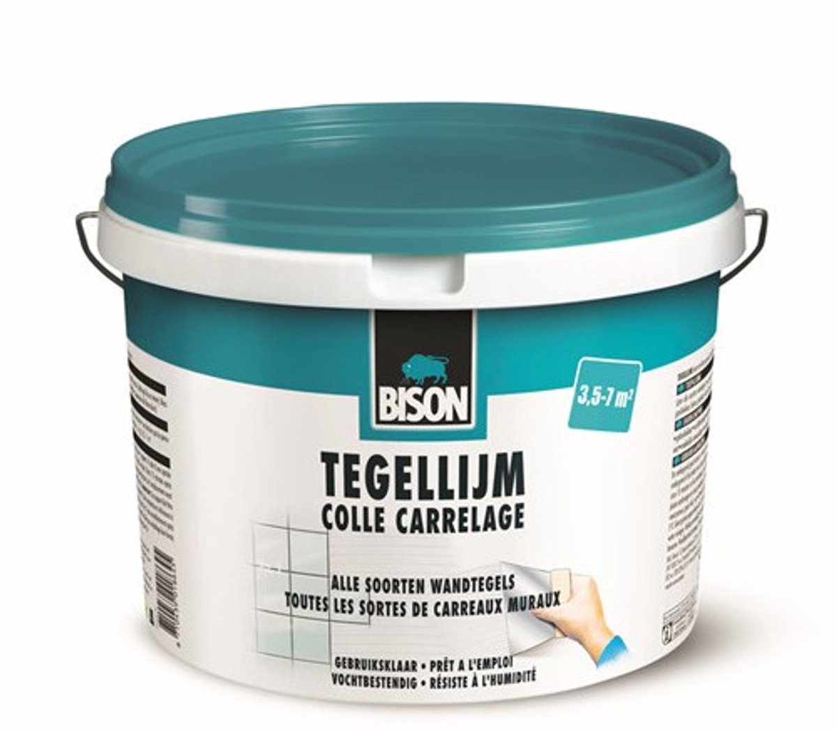 Seau de colle à carrelage Bison 7 kg, pour tous types de carrelage mural, résistant à l'humidité, facile à travailler, sans solvant, facile à appliquer