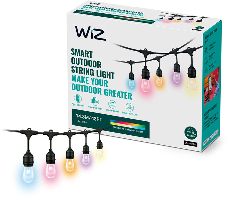 Lampe d'extérieur Wiz - cordon lumineux - lumière colorée et blanche - éclairage LED intelligent - wi-fi - éclairage de jardin