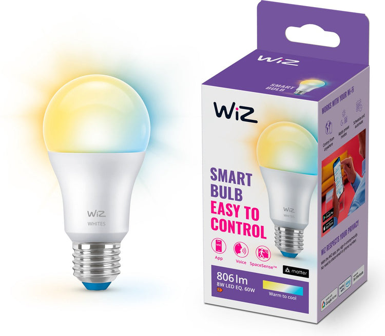 Lampe Wiz - lumière blanche chaude à froide - éclairage LED intelligent - culot E27 - 60w - mat - wi-fi