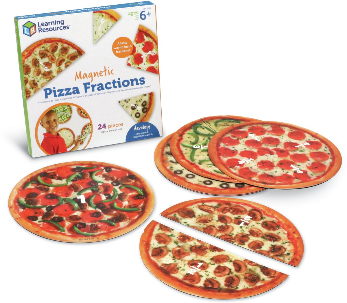 Ressources d'apprentissage fractions de pizza magnétiques - 6+
