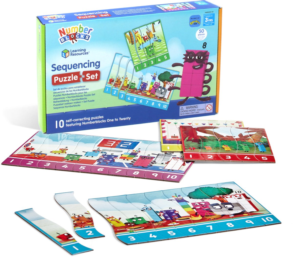 Blocs numériques de ressources d'apprentissage - ensemble de puzzles - rangée de comptage - 3+