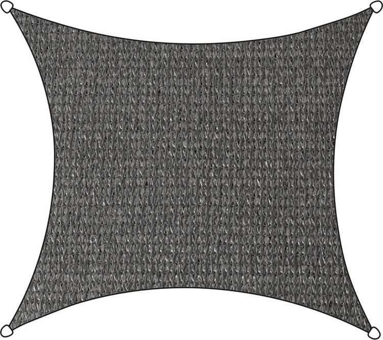 Toile d'ombrage Livin' outdoor livn ISO HDPE carrée 5m anthracite - perméable au vent et à l'eau - épaisseur de la toile : 185 gr m2 - avec cordon de fixation et anneaux de fixation en acier inoxydable