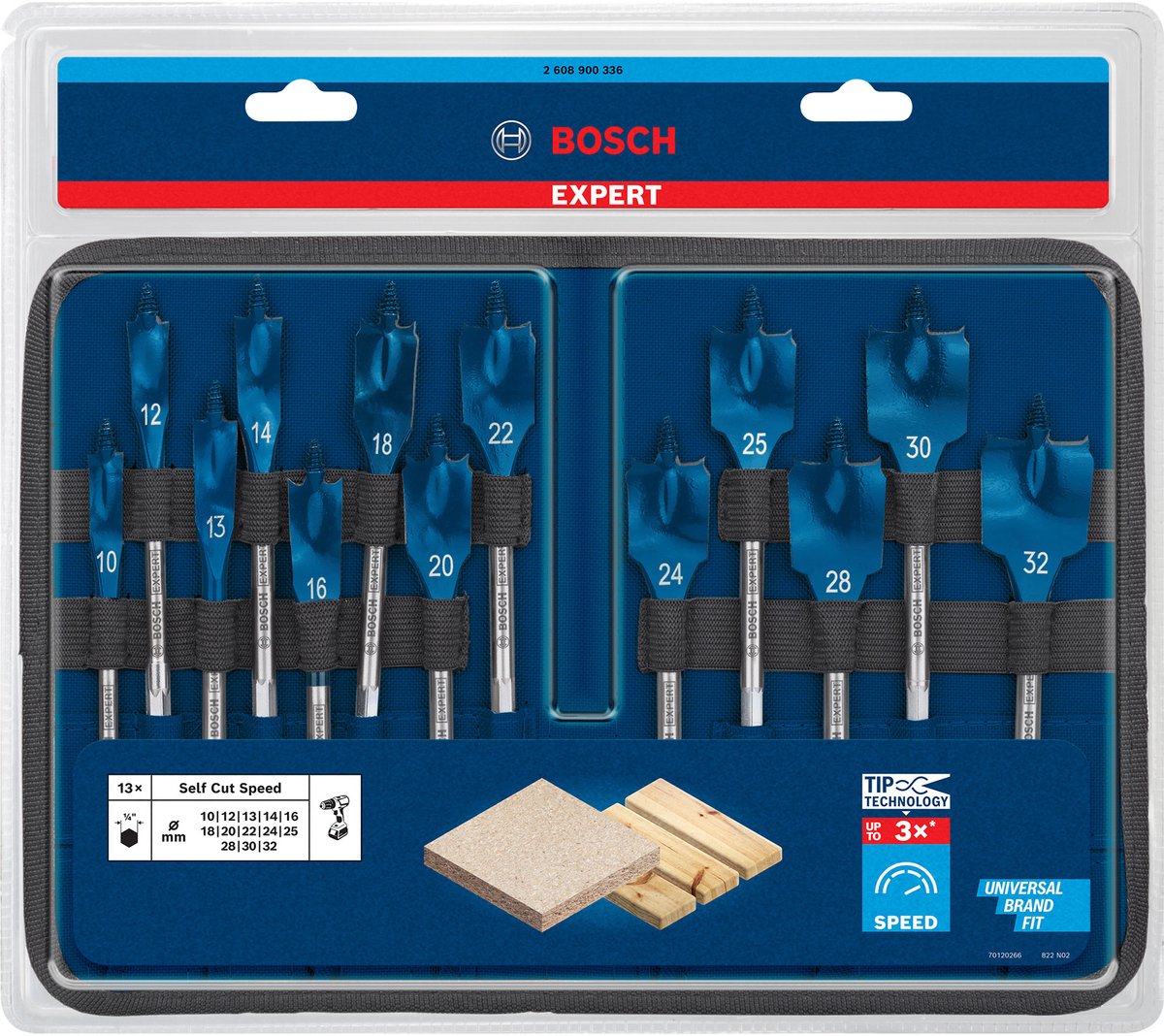 Bosch profesional - jeu de forets rapides à coupe automatique expert 10 12 13 14 16 18 20 22 24 25 28 30 32 mm 13 pièces