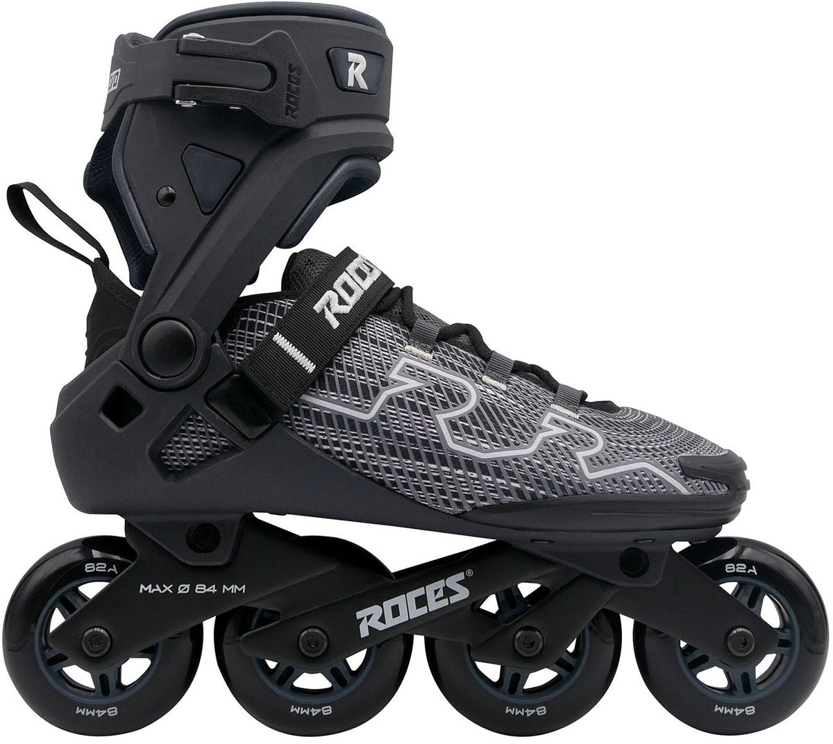 Patins à roues alignées Roces r-evo 84 – 84 mm – botte souple – confort supplémentaire stabilité – verrouillage du talon entrée facile – abec-7 – patins à roues alignées fitness – hommes femmes – noir anthracite – taille 39