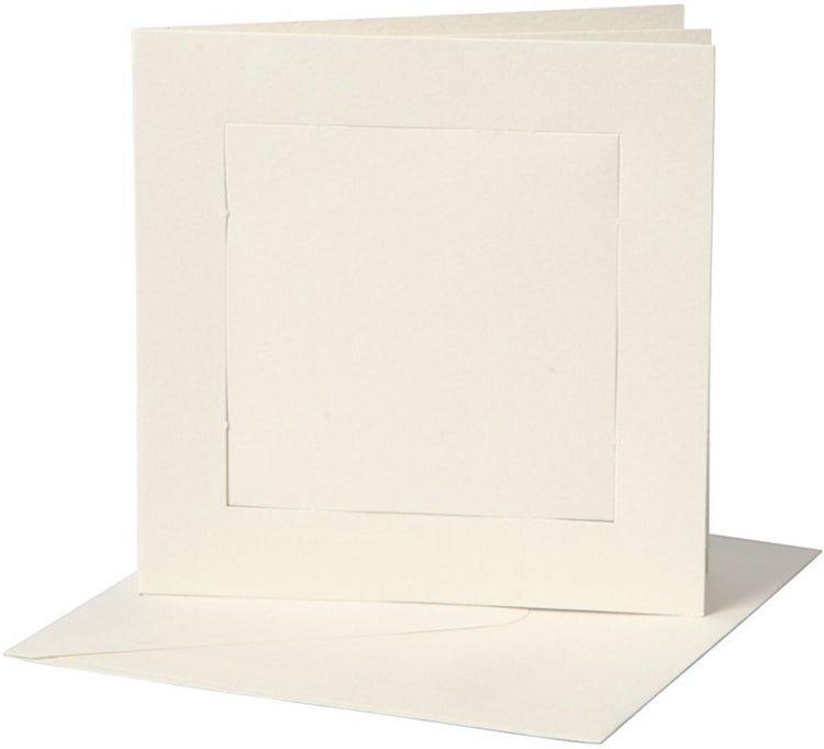 Cartes passe-partout Creativ company, format carte 12,5x12,5 cm, format enveloppe 13,5x13,5 cm, blanc cassé, 10 jeux 1 boîte