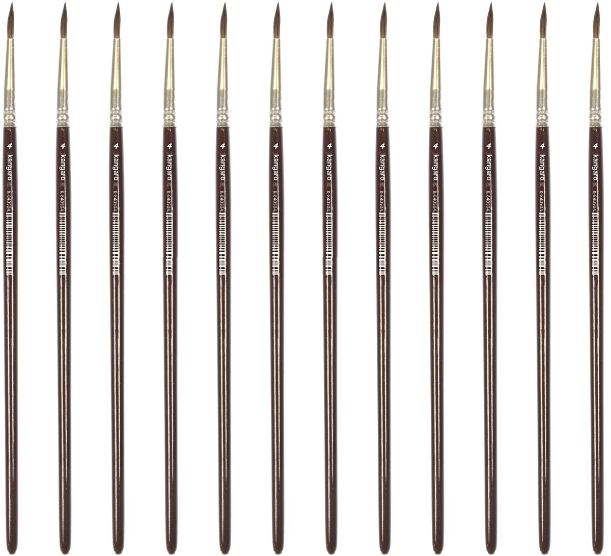 Brosse ronde Kangaro - taille 4 - bois laqué court - boîte de 12 pièces - k-840504