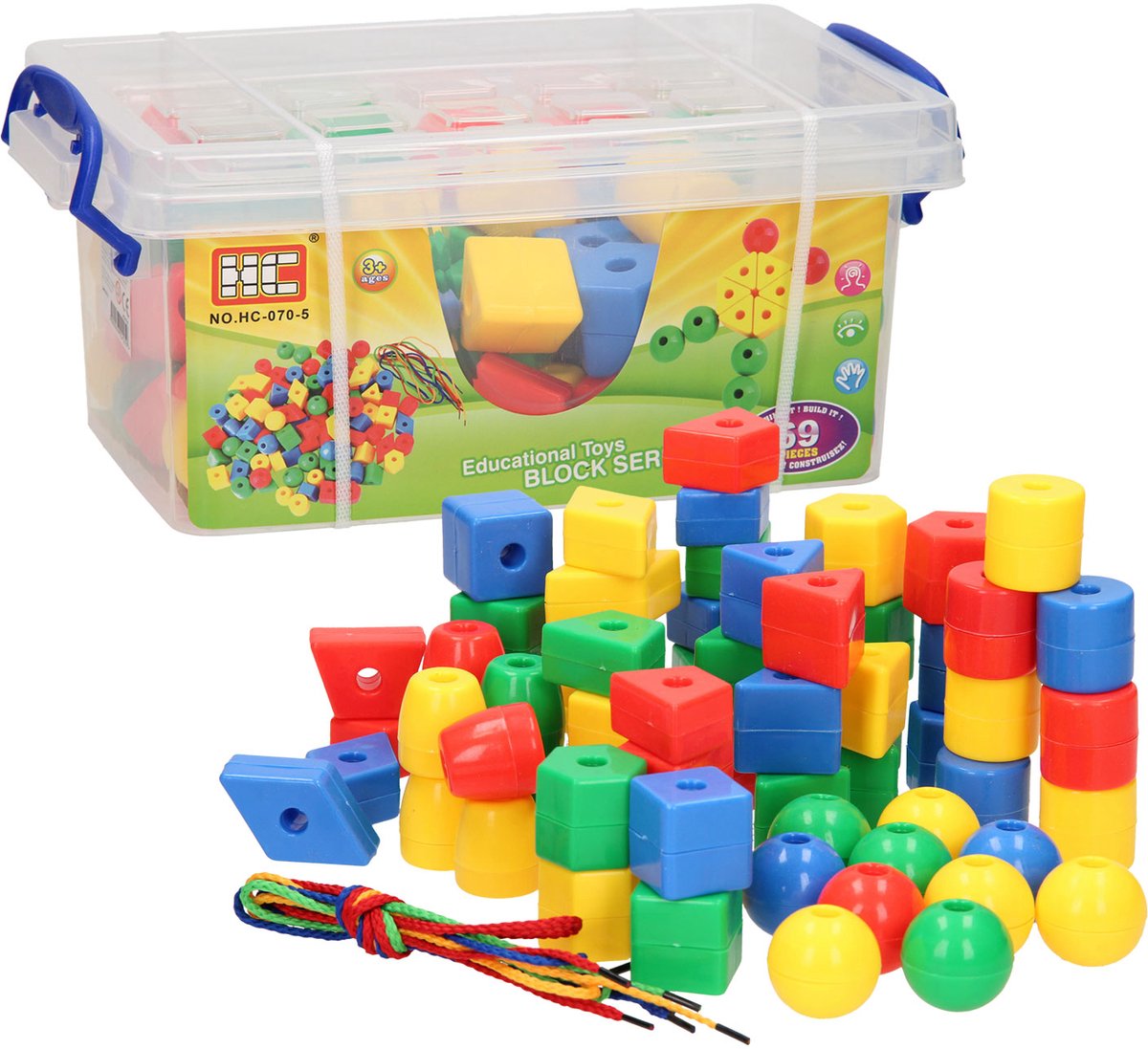 Méga perles dans une boîte de rangement, 69 pcs.