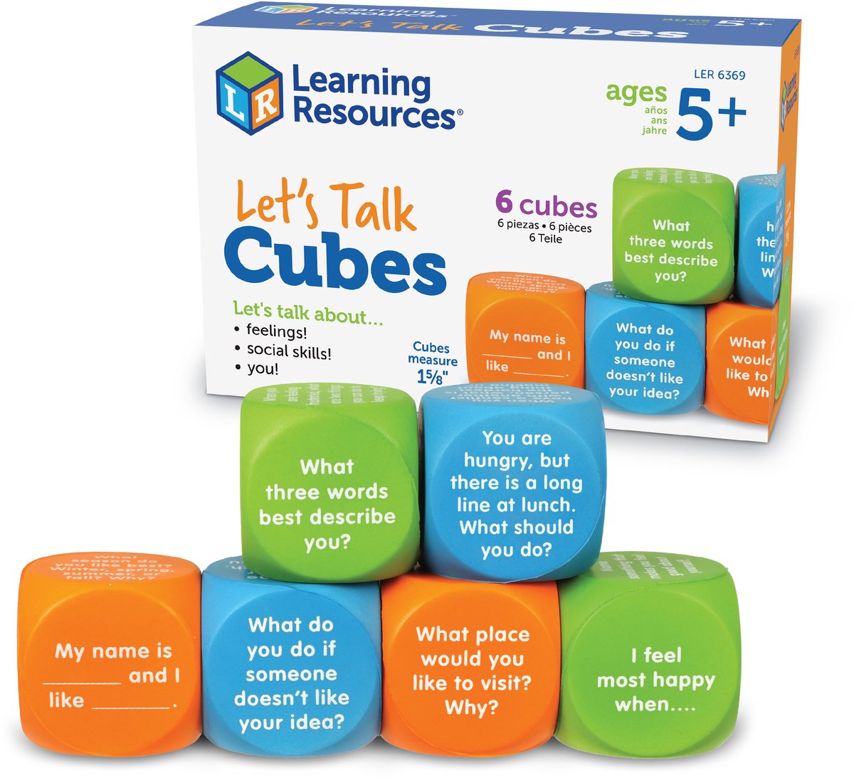 Ressources d'apprentissage jouets éducatifs parlons cubes multicolores. - 3+