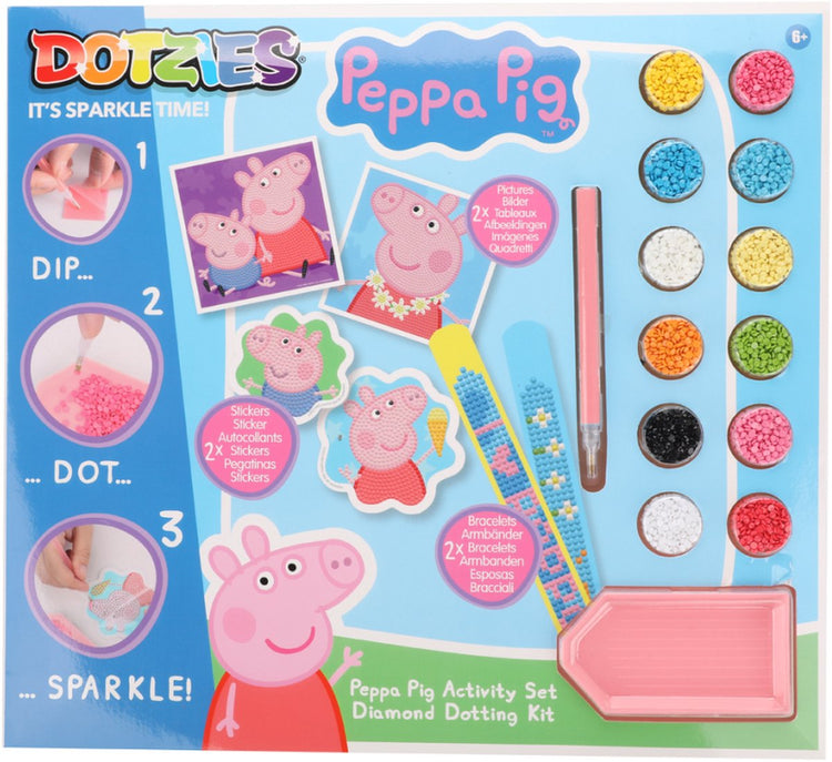 Diamond dotz® Diamond Dotz - Peppa Pig Dotzies® - Diamond Painting - 6 motifs : 2 images 15 x 15 cm, 2 bracelets, 2 autocollants autocollants