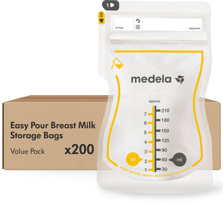 Sachets de conservation pour lait maternel Medela – 200 pièces – étanches – avec double fermeture et bec verseur – sans BPA et recyclables