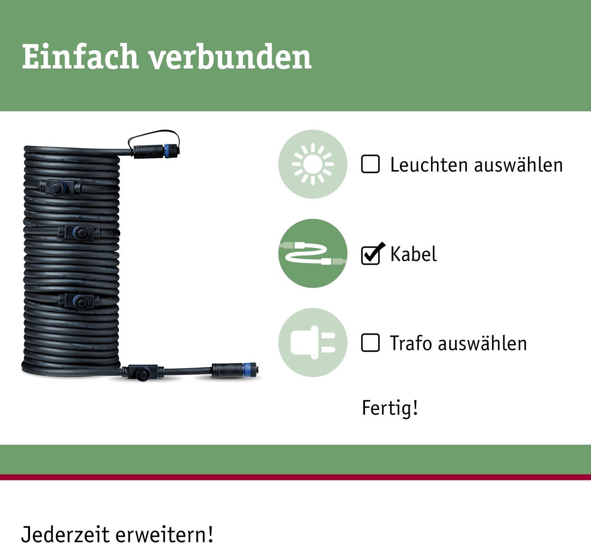 Câble Paulmann plug Shine 10m 5 sorties ip68 noir