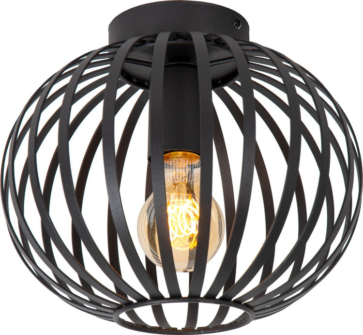Lucide manuela –sylvan - plafonnier (plafonnier) - ø 25,5 cm - 1xe27 - noir