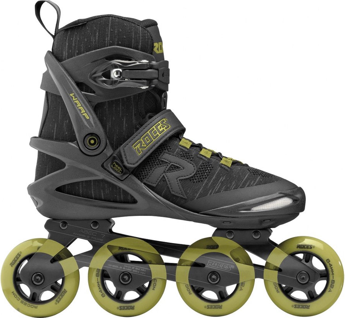 Roces warp thread tif 84 rollers en ligne unisexe – roues 4x84mm – rollers fitness – noir vert – taille 40
