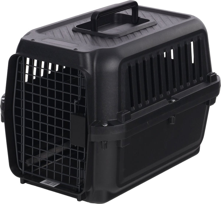 Caisse de voyage Flamingo – cage de transport Naomi noir xs 33,5x50x34,5cm – caisse en plastique robuste avec 2 portes pour chats, petits chiens