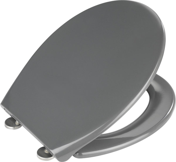 Abattant de toilettes Wenko samos - duroplast antibactérien gris foncé - fermeture soft close easy-close - fixation fix-clip en acier inoxydable - abattant de toilettes - abattant de toilettes - gris foncé