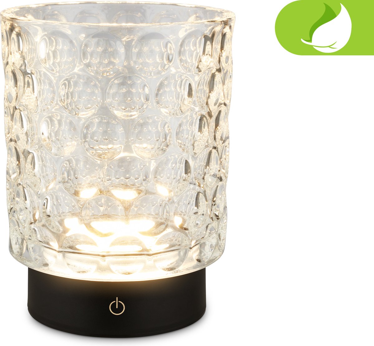 Briloner sunora - lampe de table LED sans fil ip44 - 7560015 - dimmable - tactile - sans fil - résistant aux éclaboussures - batterie et source lumineuse remplaçables - ø11 x 15 cm - transparent