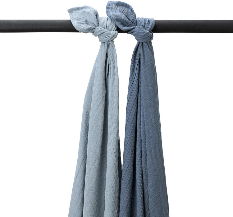 Meyco baby uni langes hydrophiles prélavés - hydrophile prélavé - jeans naturel bleu indigo - 120x120cm - paquet de 2