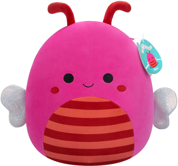 Squishmallows Jazwares - peluche moyenne (mara - abeille rose vif avec ventre rayé orange et bordeaux) - peluche 30cm