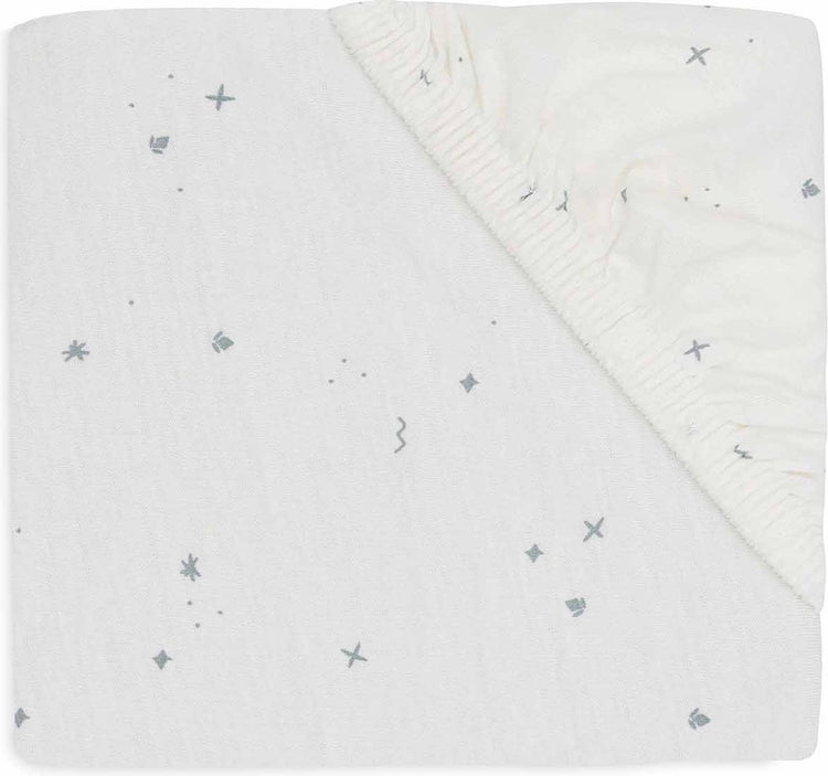Jollein bébé - drap housse jersey 70 75x140 150cm - lit bébé - coton doux - vert d'eau scintillant