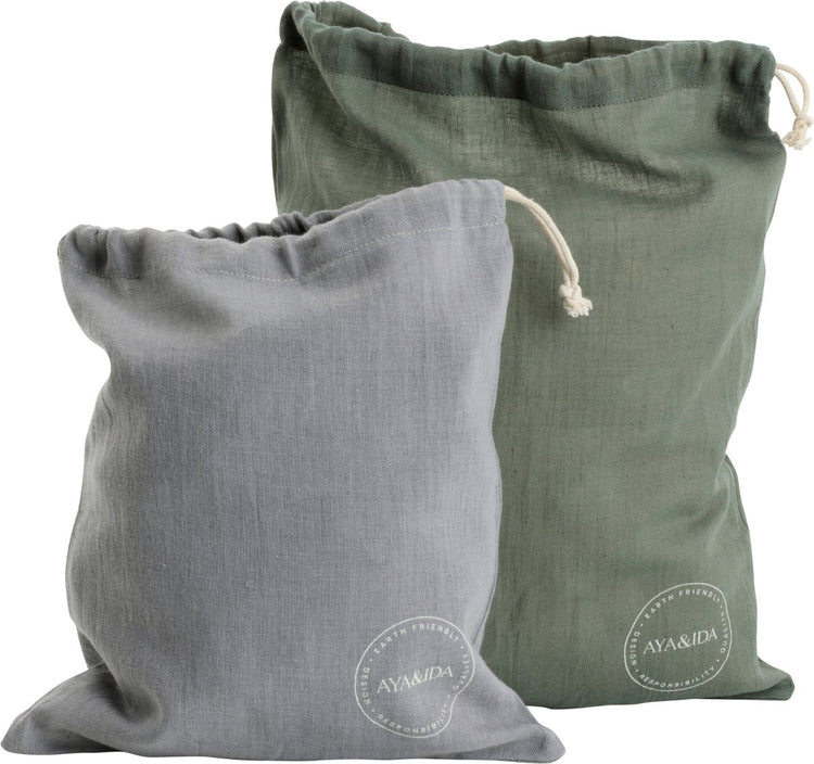 Aya ida aya ida - sacs en coton - sac en coton - boîte à lunch - réutilisable - vert tropical gris foncé