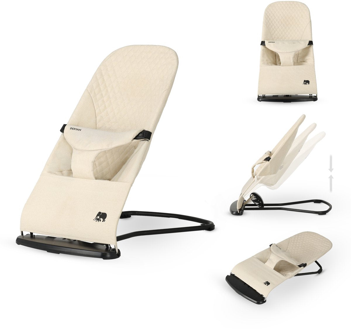 Fauteuil à bascule Deryan Buddy - pliable et réglable - nougat