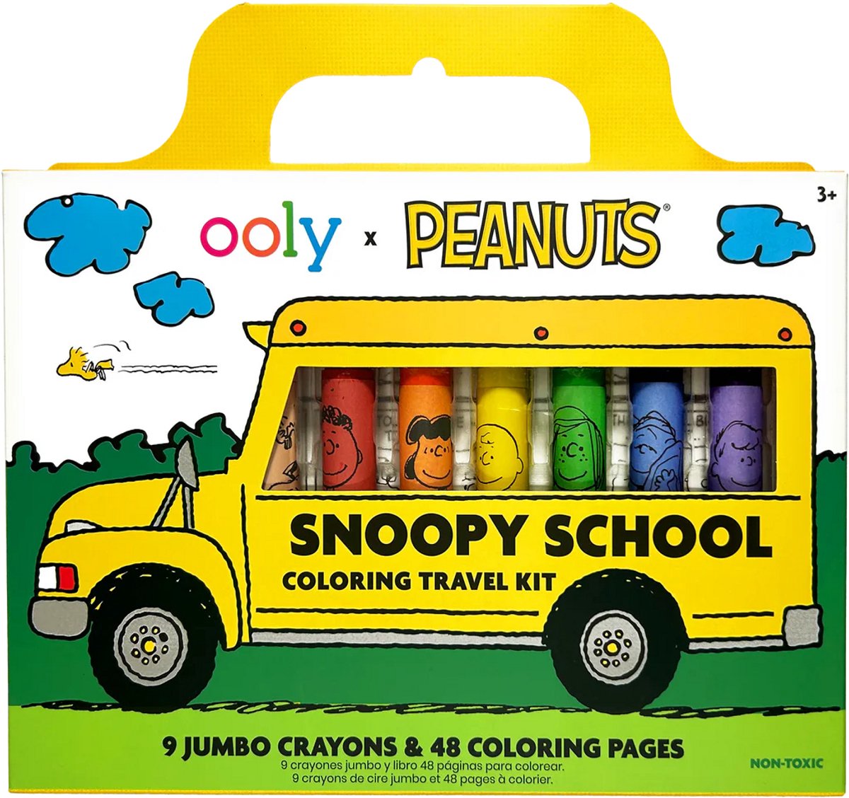 Ooly - x Peanuts - Forfait voyage Snoopy - 9 crayons de couleur avec 48 pages