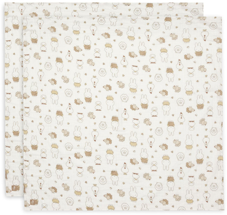 Tissu hydrophile Jollein grand - 115x115cm - ferme familiale miffy - 2 pièces