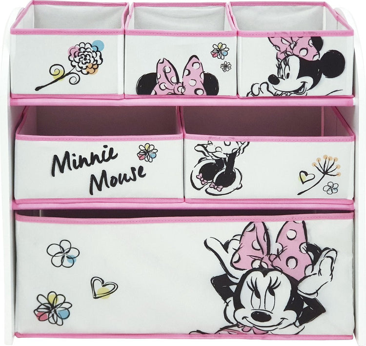 Arditex étagère de rangement minnie mouse 62 x 30 cm bois blanc rose 7 pièces