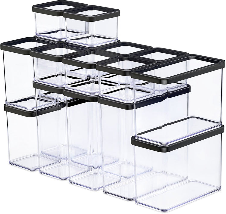 Rotho loft - ensemble de boîtes de conservation premium 19 pièces - hermétique - passe au lave-vaisselle - noir