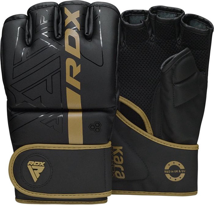 Rdx sports - f6 kara - gants de boxe - gants mma - entraînement - gants d'arts martiaux - boxe - or - mat - taille m
