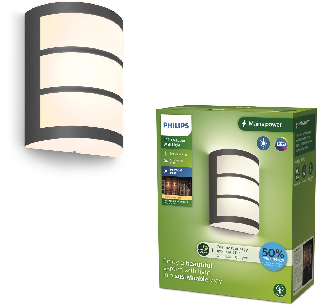 Philips LED Applique Philips Python - ultra efficace - anthracite - 3,8W
