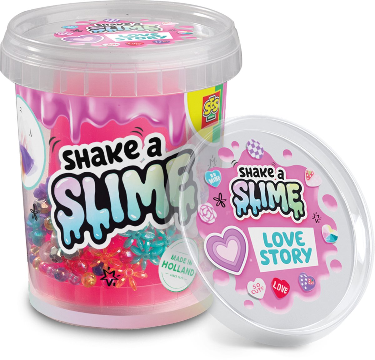 Ses creative shake a slime - love story - slime - sans gluten - facile à laver - pour les enfants à partir de 5 ans - 200g