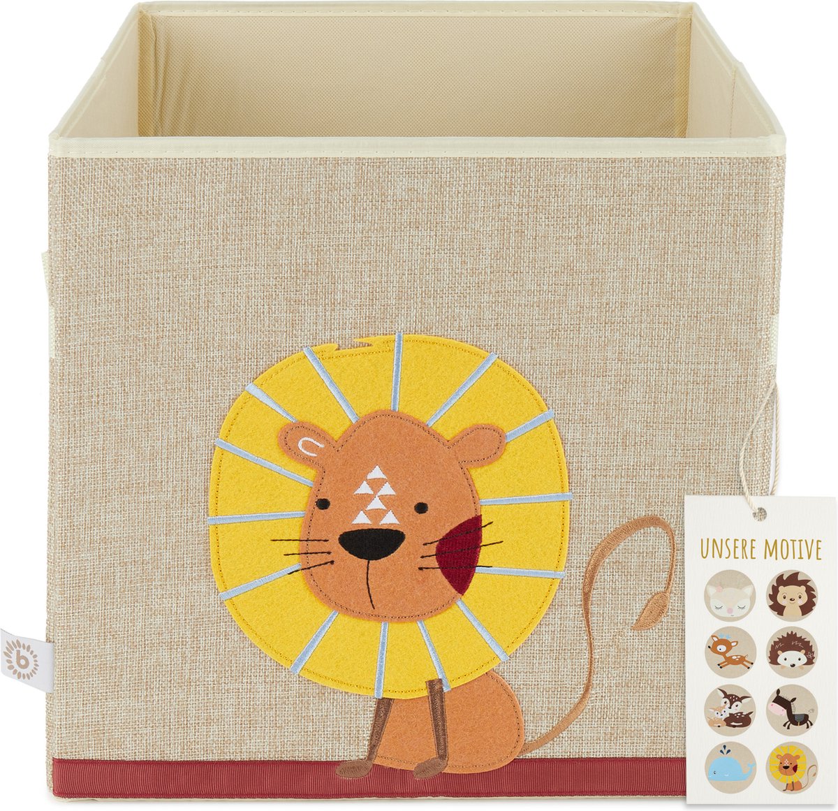 Bieco boîte de rangement en tissu lion nature 32cm 04010457