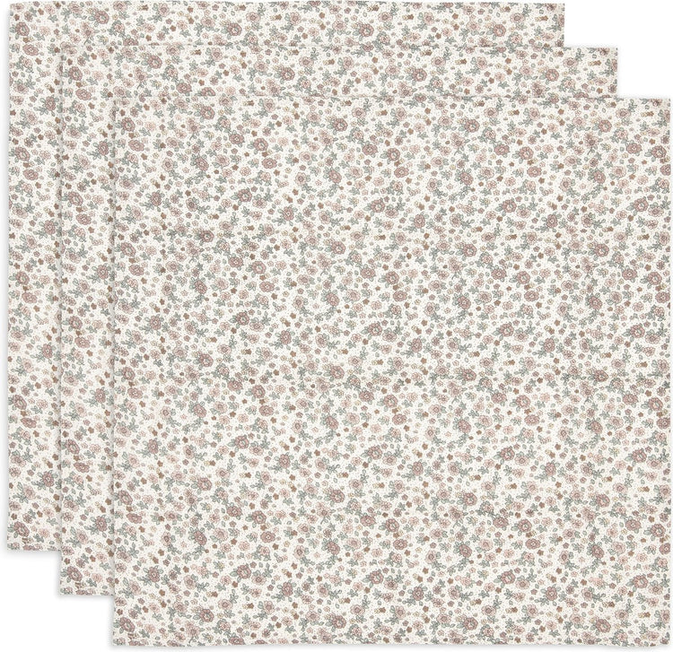 Jollein - tissu hydrophile petit 70x70cm - emmaillotage, langes, langes pour bébé - coton doux - fleurs rétro - 3 pièces