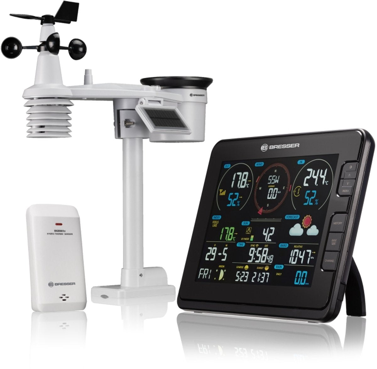 Station météo Bresser - Centre météo profi wlan 7 en 1 avec intensité lumineuse et mesure UV - noir