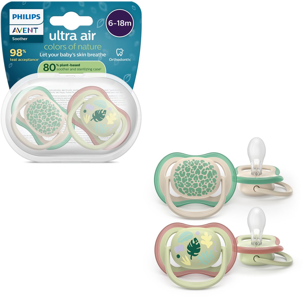 Philips avent ultra air – sucette respirante et légère (6-18 mois) – 2 pièces - scf087 17