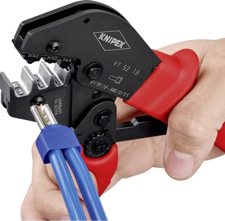 Pince à sertir Knipex | longueur 250 mm | 2x6, 2x10, 2x16 (awg 2x10, 2x7, 2x5) mm² | 1 pièce - 97 52 18 97 52 18
