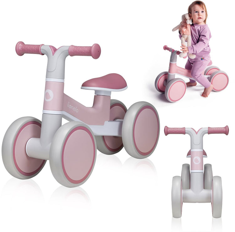 Draisienne Lionelo Villy - légère - 1-3 ans - garçons et filles - jusqu'à 30 kg - 4 roues - fourche avant amortisseur - poignées antidérapantes - selle ergonomique - antivol de direction - cadeau d'anniversaire