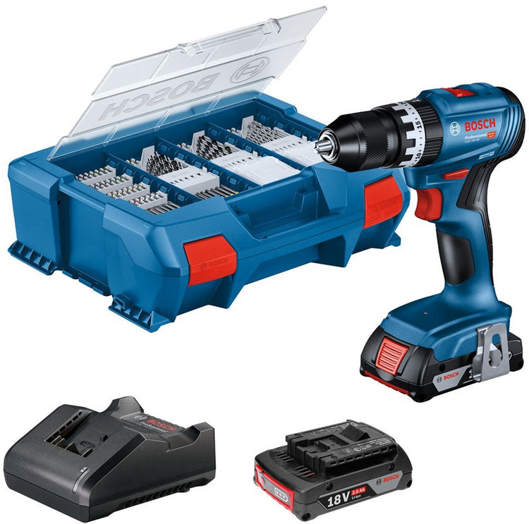 Visseuse à percussion sans fil Bosch professional gsb 18v-45 - 2x gba 18v 2,0 ah - chargeur gal 18v-20 - 82 accessoires