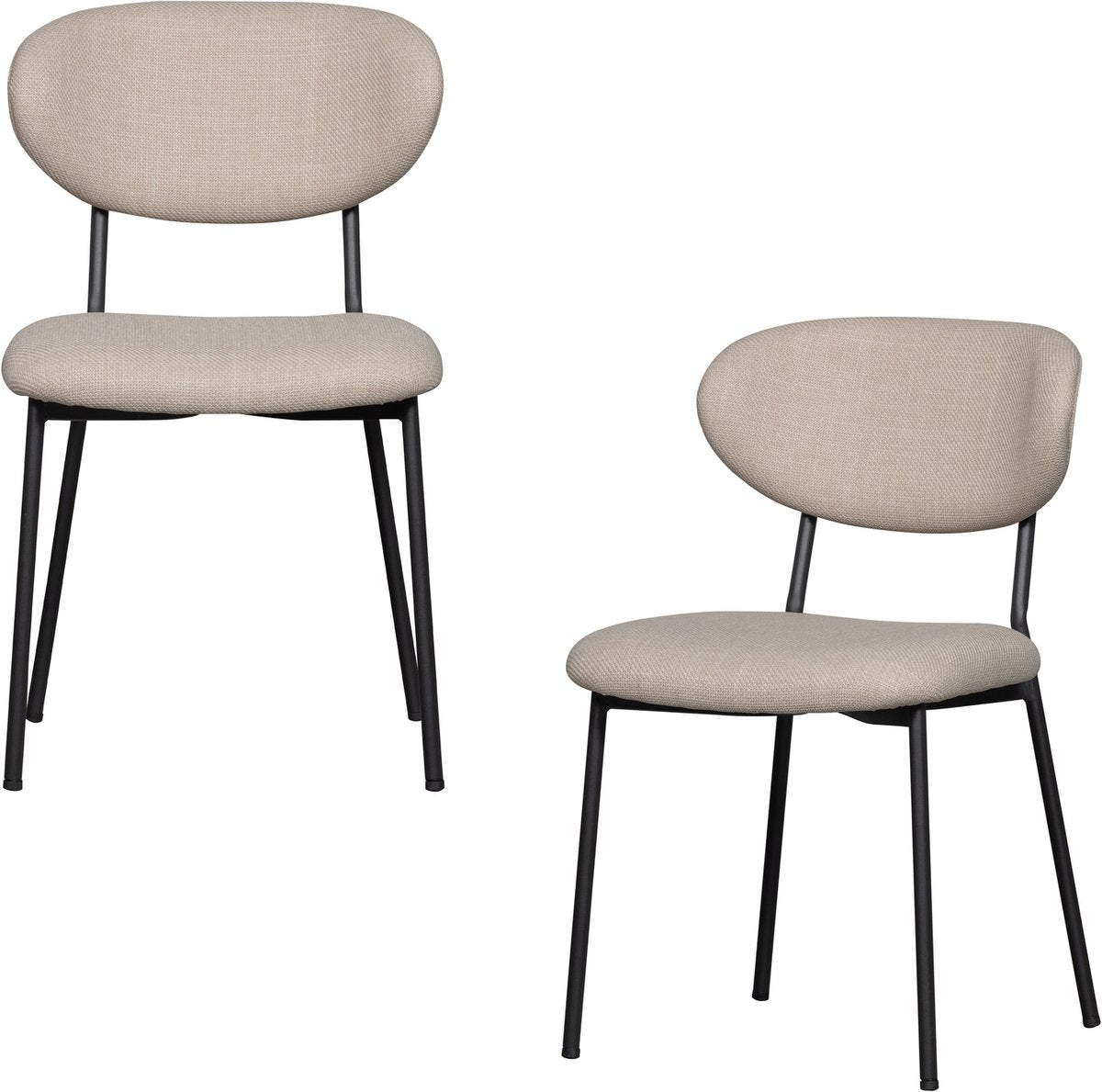 Chaises de salle à manger Woood Kjeld - tissu tissé - naturel - lot de 2