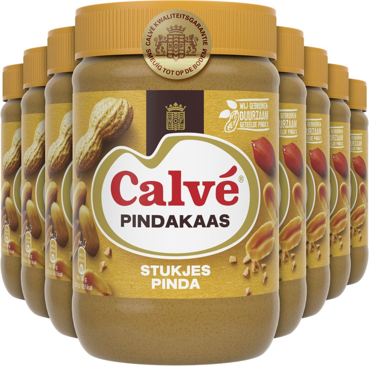 Beurre de cacahuète Calvé - morceaux de cacahuètes - crémeux jusqu'au fond - 12 x 650 g