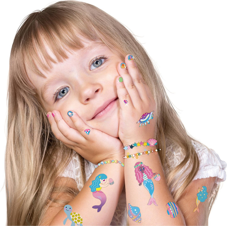 Autocollants et tatouages pour ongles Avenir - sirène - plus de 260 pièces - facilement amovibles - 3 ans