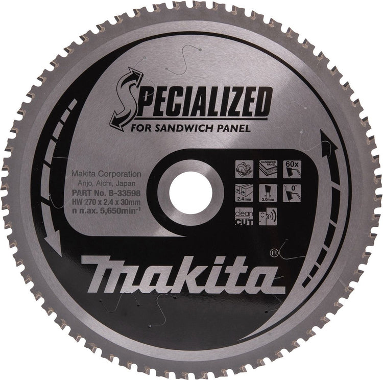 Accessoires Makita lame de scie circulaire | panneau sandwich | hm 270x30 60t - b-33598