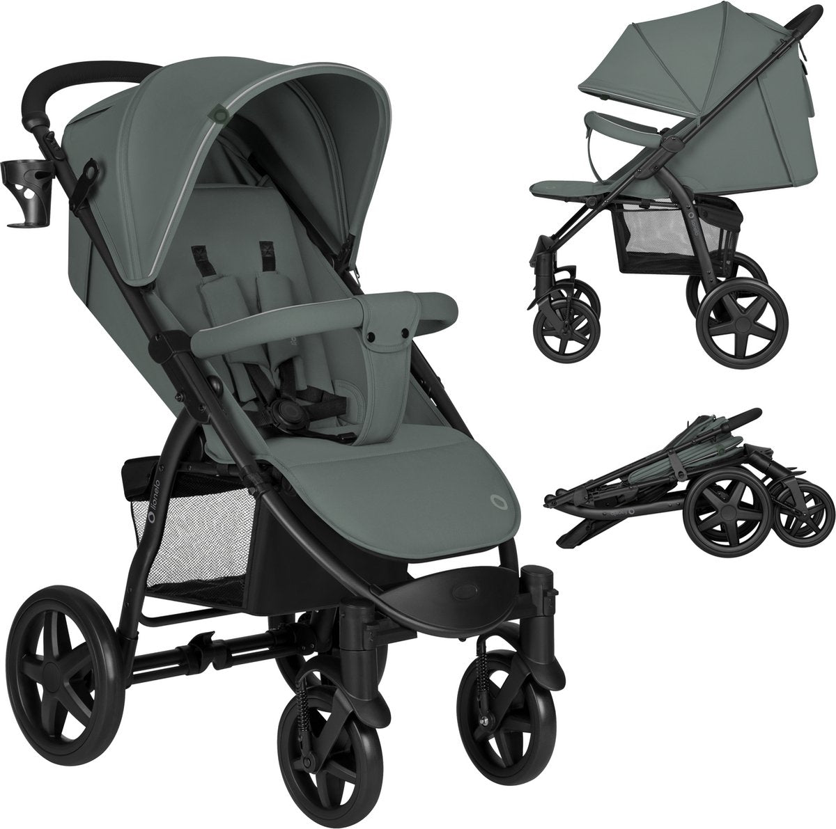 Lionelo buggy annet plus - léger pliable - grandes roues solides avec suspension - y compris chancelière, moustiquaire porte-gobelet - dossier réglable repose-pieds - poussette de la naissance jusqu'à 22 kg - landau
