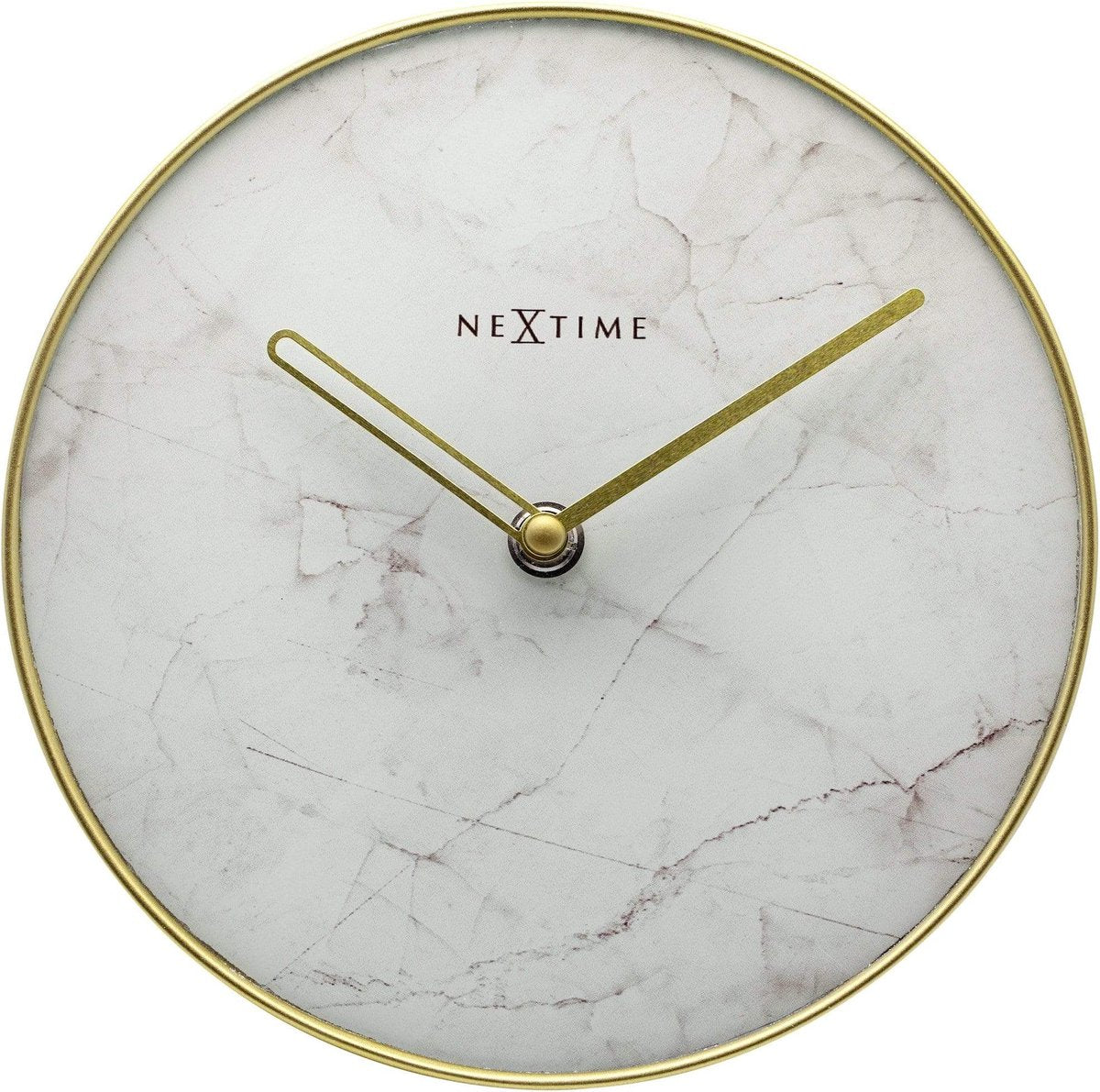 Nexttime marbre – horloge de table silencieuse – 20 cm – verre métal – blanc