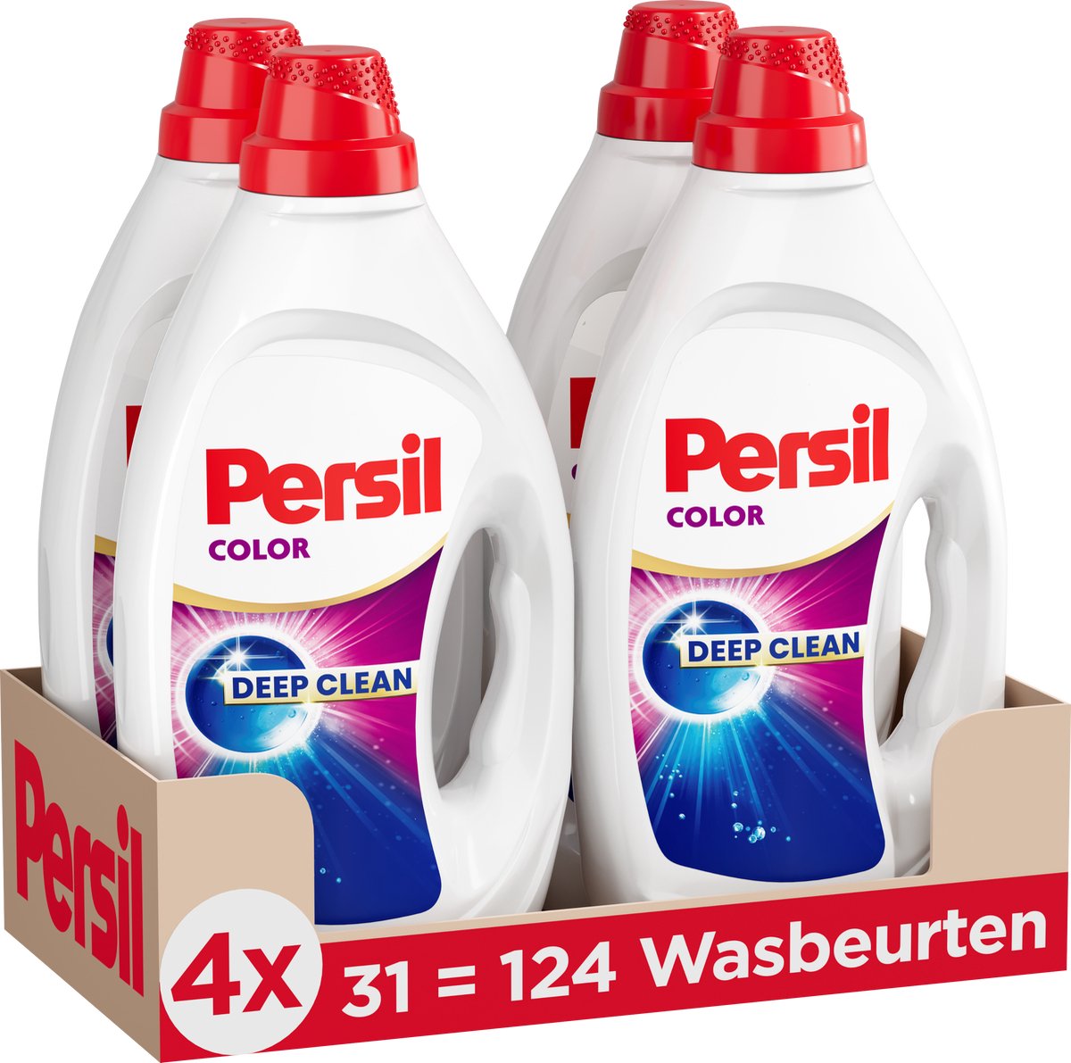 Persil gel color - lessive liquide - linge coloré - 4 x 31 lavages - pack économique