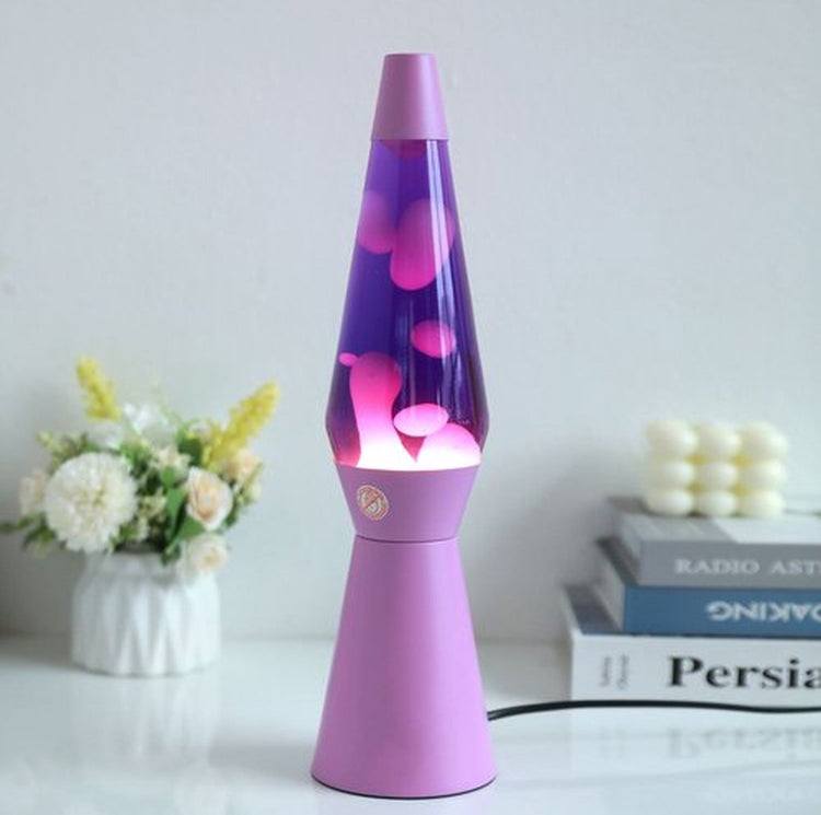 Lampe à lave I-total - lampe à lave - lampe d'ambiance - 40x11 cm - verre aluminium - 30w - violet avec lave rose - socle violet - xl2940